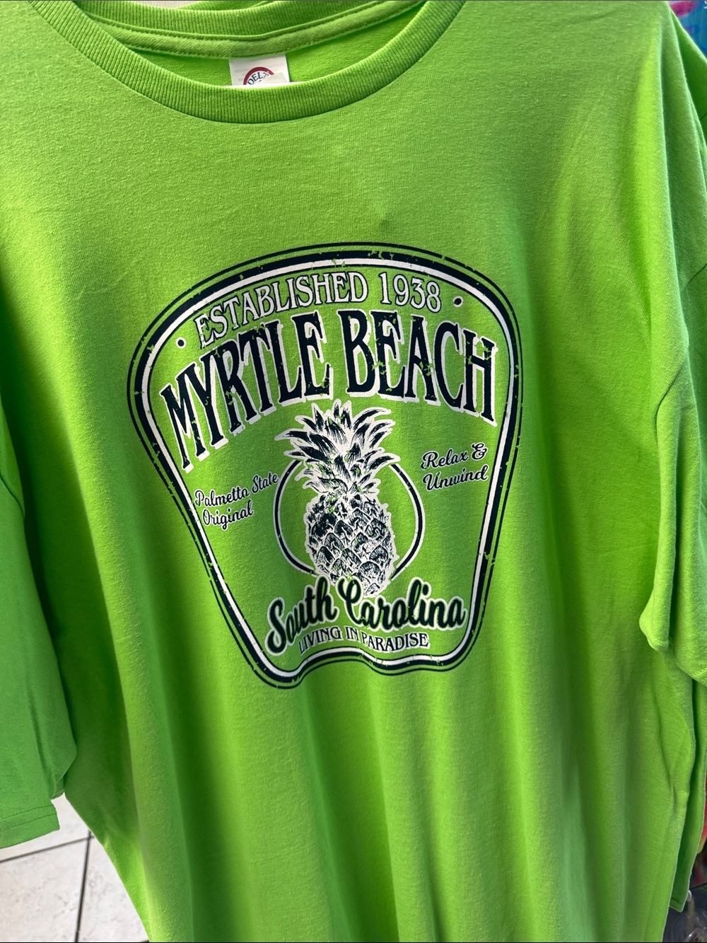 Myrtle Beach South Carolina Pineapple Graphic Tee - Neon Green